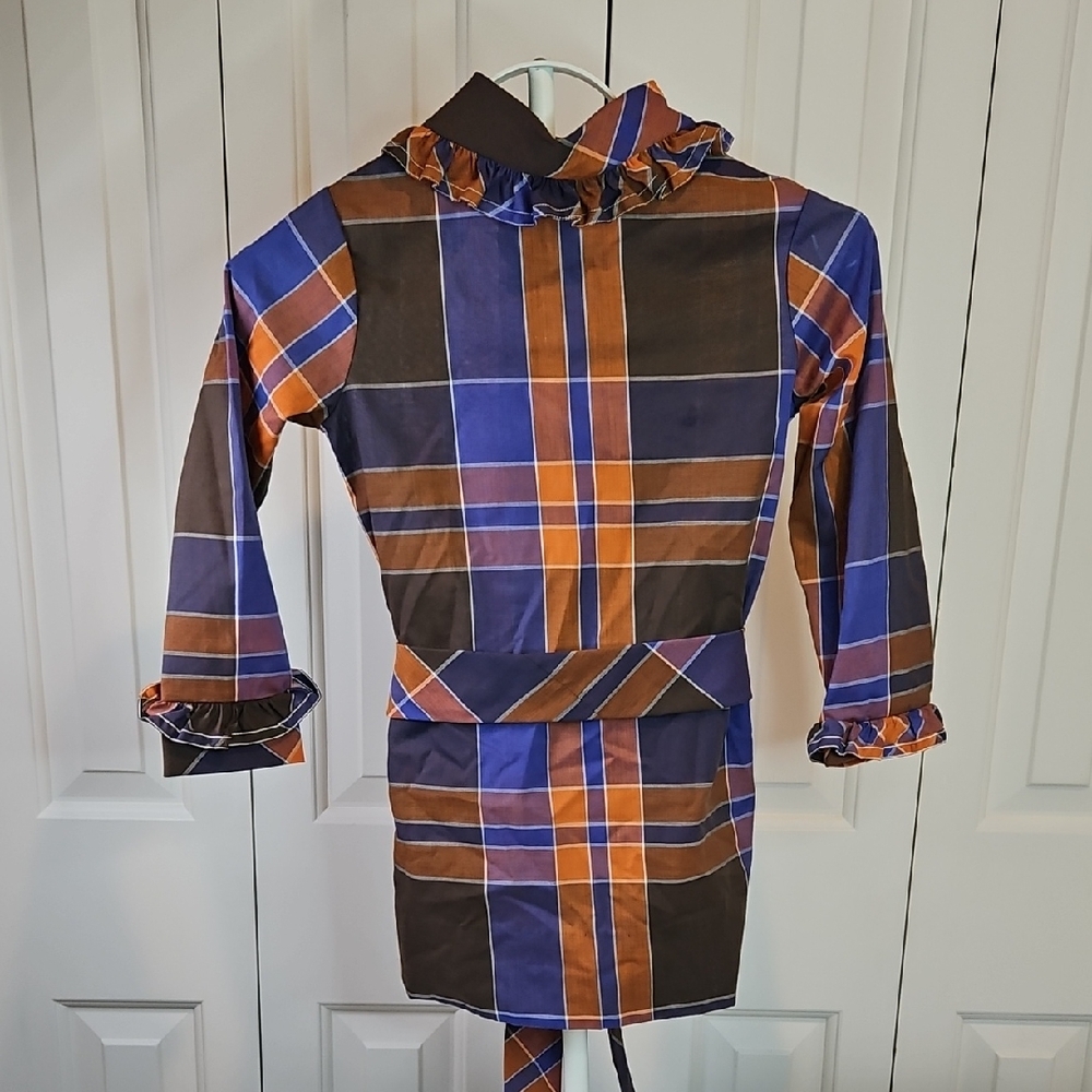Ever-Press Plaid Dress with Ruffles Girls 7 By Alyssa Vintage 70s 80s